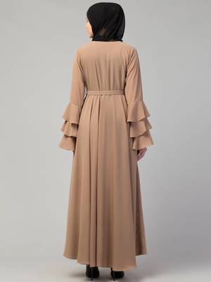 Plain umbrella abaya with adjustible belt bell sleeves - simple umbrella style burqa for women and girls 2