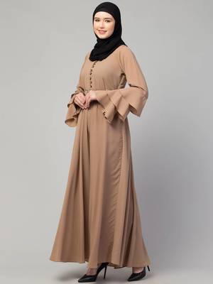 Plain umbrella abaya with adjustible belt bell sleeves - simple umbrella style burqa for women and girls 4