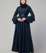 Plain umbrella abaya with adjustible belt bell sleeves - simple umbrella style burqa for women and girls