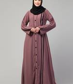 A-line abaya with front stripes made in nida matte fabric