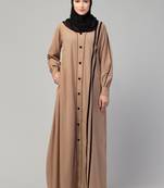 A-line abaya with front stripes made in nida matte fabric