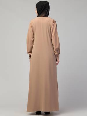 A-line abaya with front stripes made in nida matte fabric 2