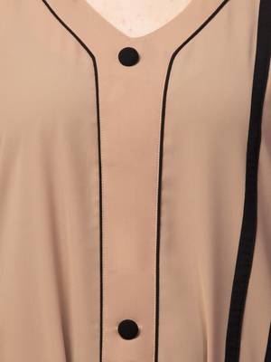 A-line abaya with front stripes made in nida matte fabric 4