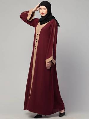 Maxi abaya dress with pipin work on sleeves 3