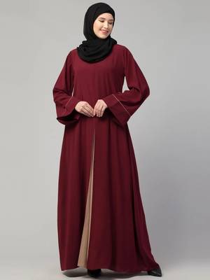 A-line abaya dress with front box design flared sleeves 1