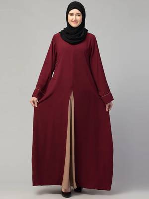 A-line abaya dress with front box design flared sleeves 2