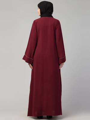 A-line abaya dress with front box design flared sleeves 3