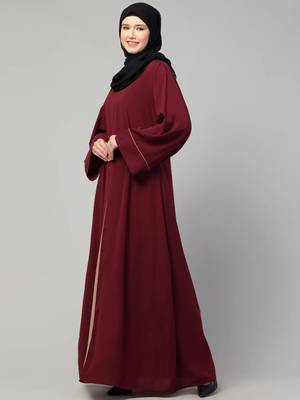 A-line abaya dress with front box design flared sleeves 4