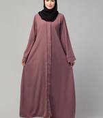 Front open abaya with piping work made in nida matte fabric - front open burqa for ladies & girls
