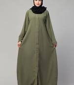 Front open abaya with piping work made in nida matte fabric - front open burqa for ladies & girls