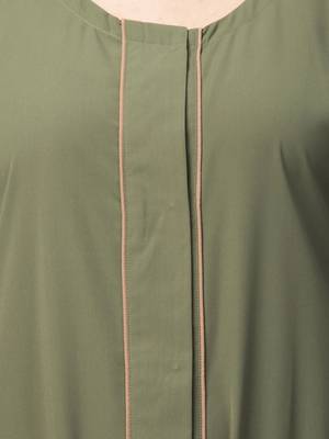 Front open abaya with piping work made in nida matte fabric - front open burqa for ladies & girls 5