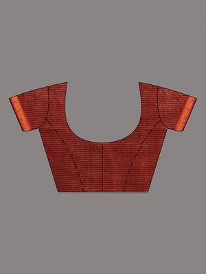 Maroon cotton blend handwoven saree with floral motifs 5