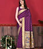 Purple Zari Weaving Tassel Pallu Silk Saree