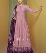 Dark pink sequins embroidery wedding anarkali suit With Dupatta