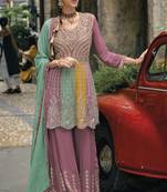 Blush pink multi embroidery wedding gharara suit