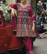 Magenta pink multi embroidery wedding gharara suit