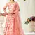Peach Embroidered Net Semi Stitched Lehenga