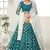 Teal  embroidered net semi stitched lehenga