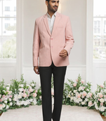 Peach jacquard plain solid full sleeve blazer for men