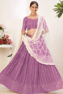 Wedding Season Special Twilight Lavender Color Lehenga Choli Set 1