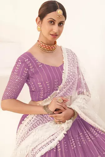 Wedding Season Special Twilight Lavender Color Lehenga Choli Set