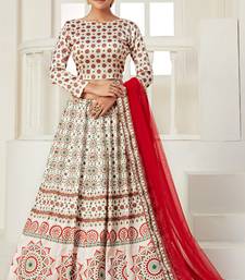 Multicolor printed silk semi stitched lehenga