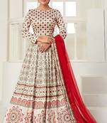 Multicolor printed silk semi stitched lehenga