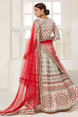 Multicolor printed silk semi stitched lehenga 2