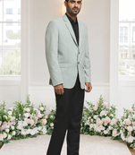 Pista green jacquard plain solid full sleeve blazer for men