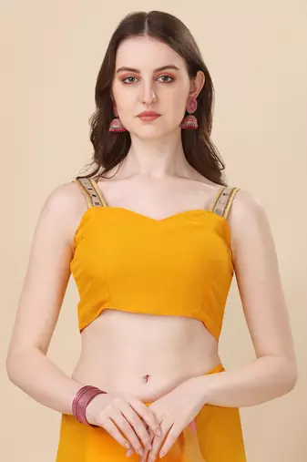 Avsar Trendz Printed Leheria Georgette Saree  (Yellow)