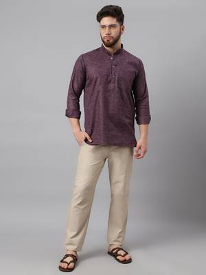Riag men's solid ethnic short kurta. 4