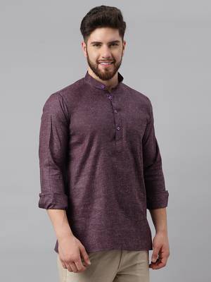 Riag men's solid ethnic short kurta. 5