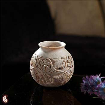 Round Carved Stone Vase 1
