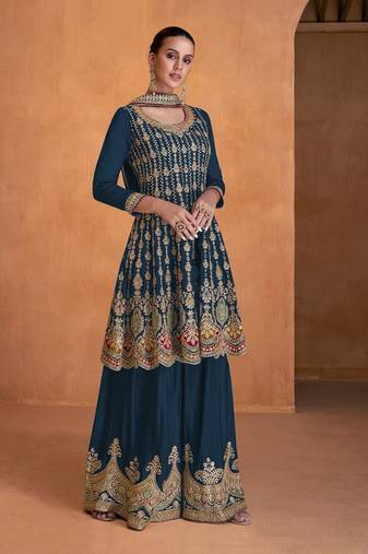 Morpichh Faux Georgette With Embroidery Sequence Work Salwar Palazzo Suit