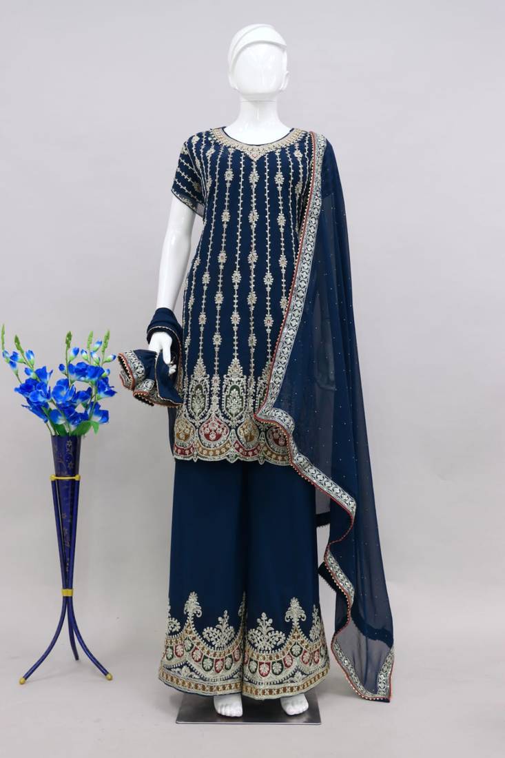 Morpichh Faux Georgette With Embroidery Sequence Work Salwar Palazzo Suit
