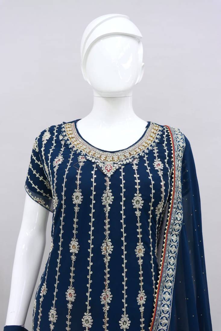 Morpichh Faux Georgette With Embroidery Sequence Work Salwar Palazzo Suit