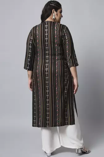 Multicolor sequin, beads, designer button rayon straight kurta