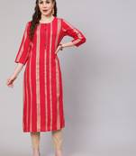 Pink fancy button rayon straight  kurta
