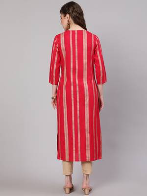Pink fancy button rayon straight  kurta 2