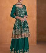 Rama Faux Georgette With Embroidery Sequence Work Salwar Palazzo Suit