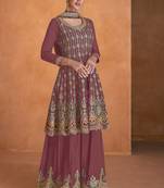 Badami Faux Georgette With Embroidery sequin Work Salwar Palazzo Suit