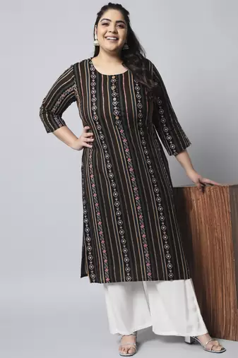 Multicolor sequin, beads, designer button rayon straight kurta