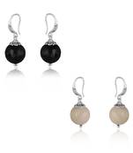 German silver plated oxidised buddha, semi-precious pearl and agate bead design earring for girls and women