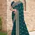 Women'S Teal Blue Zari Resham Embroidered Georgette Saree With Blouse Piece By Manu Fashion Era