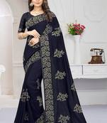 Women'S Grey Zari Resham Embroidered Vichitra Silk Party Wear Saree With Blouse Piece By Manu Fashion Era