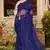 Womens'S Navy Blue Zari Resham Stone Embroidered Net Party Wear Saree With Blouse Piece By Manu Fashion Era