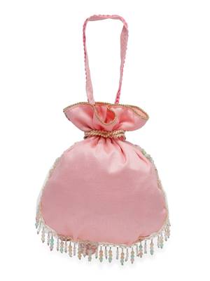 Anekaant Droop Salmon Pink & Multi Ogee Embroidered Faux Silk Potli 4