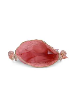 Anekaant Droop Salmon Pink & Multi Ogee Embroidered Faux Silk Potli 5