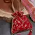Droop Red & Gold Floral Embroidered Faux Silk Potli