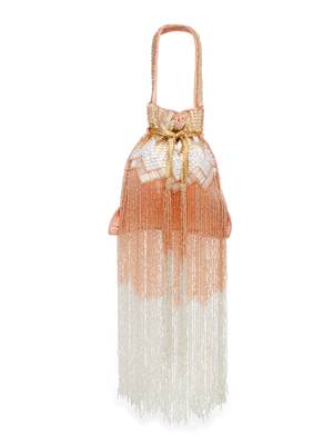 Droop Coral & Multi Chevron Embellished Faux Silk Potli 3